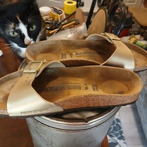Birkenstock Metallic Gold Slides
